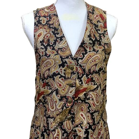 Vintage 80s pheasant/paisley maxi skirt/vest, art teacher, fall festival, folksy - Picture 4 of 8